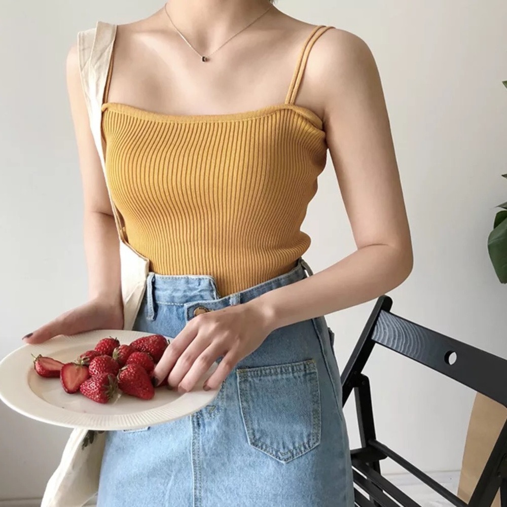 Yellow knit Crop Cami